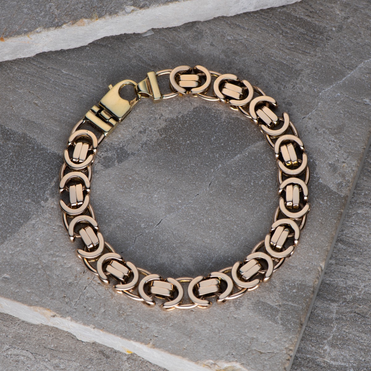 Product Image for Heavy Solid 9ct Yellow Gold Byzantine Bracelet - 12mm - 10" - Mens