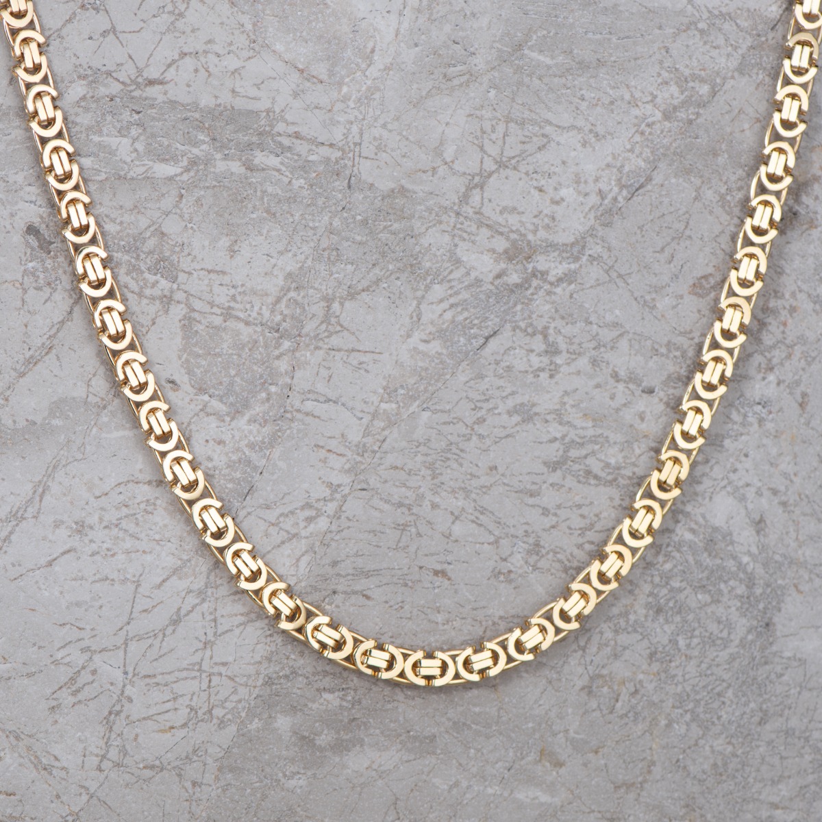 Product Image for Solid 9ct Gold Byzantine Chain – 18" Length, 6mm Wide, Heavy Statement Link