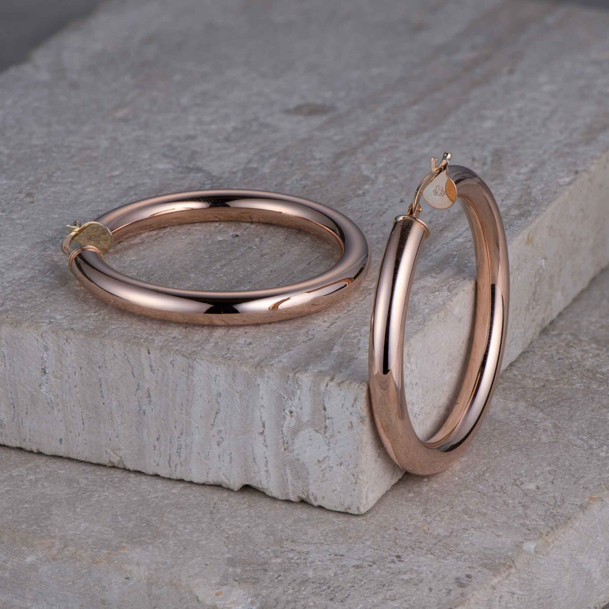 Product Image for 9ct Rose Gold Round Hoop Earrings – Polished Finish, Classic Everyday Style - 43mm