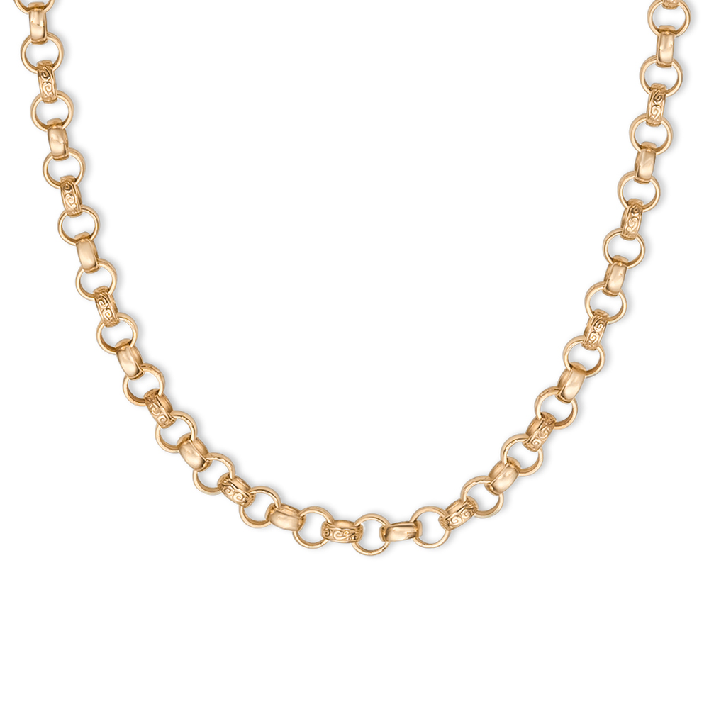 Product Image for Solid 9ct Yellow Gold Textured Round Belcher Chain - 8mm - 20"