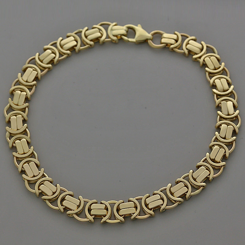 Hallmarked 9ct Gold Men's Small Byzantine Bracelet - 8.25