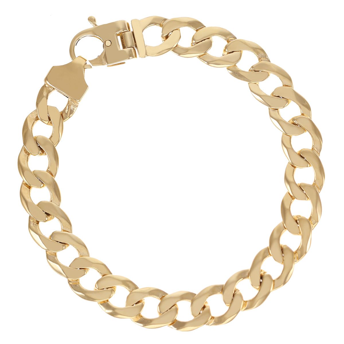 Product Image for 9ct Gold Solid Bevelled Edge Curb Bracelet - 10.5mm - 9" Gents