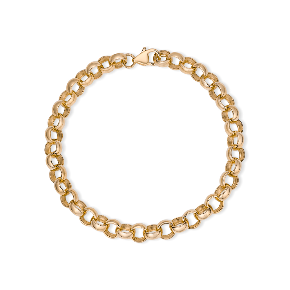Product Image for 9ct Yellow Gold Solid Fully Polished Belcher Link Bracelet  - 8mm - 6.5" (Childs)