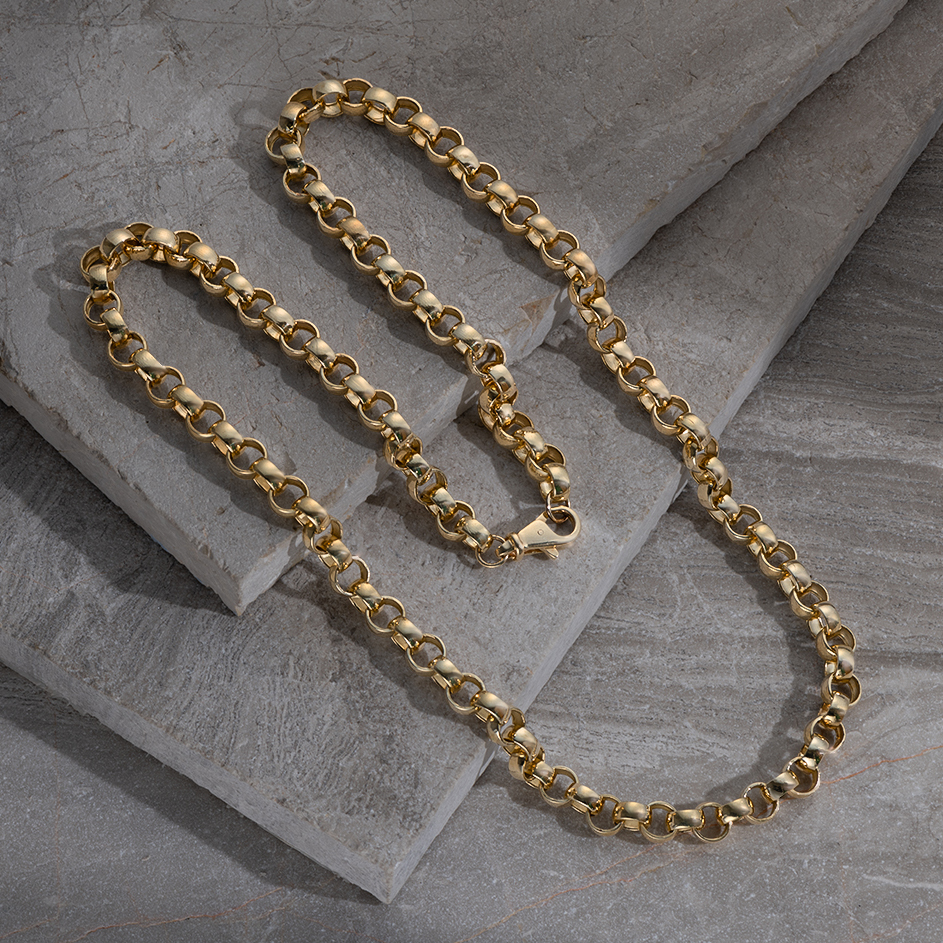 Product Image for 9ct Yellow Gold Solid All Polished Belcher Chain – 9.5mm Wide, 4mm Thick - 30"