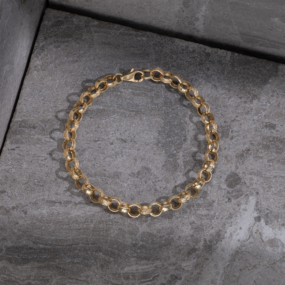 Product Image for 9ct Yellow Gold Solid Half Patterned Belcher Bracelet - 7.5mm - 9" (EX-DISPLAY)