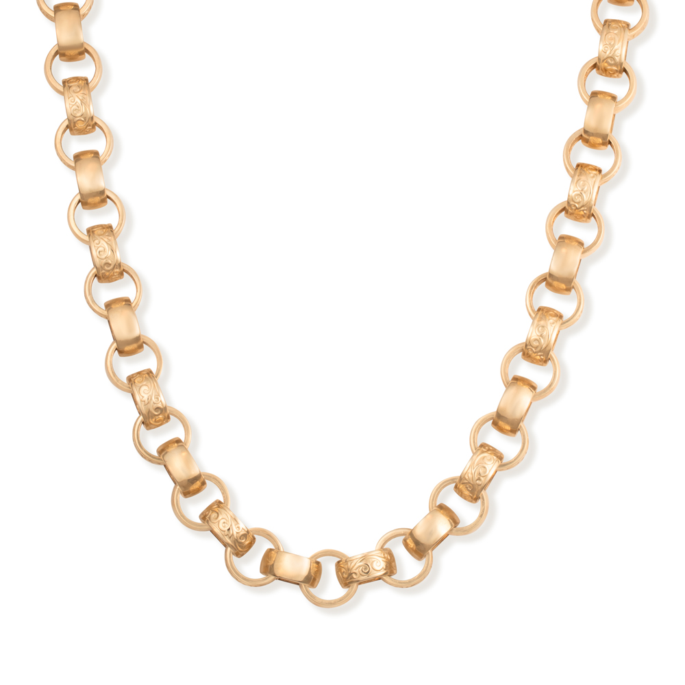 Product Image for 9ct  Yellow Gold Solid Extra Heavy Patterned  Belcher Chain - 16.5mm Wide - 24" Length (SIZE 6)
