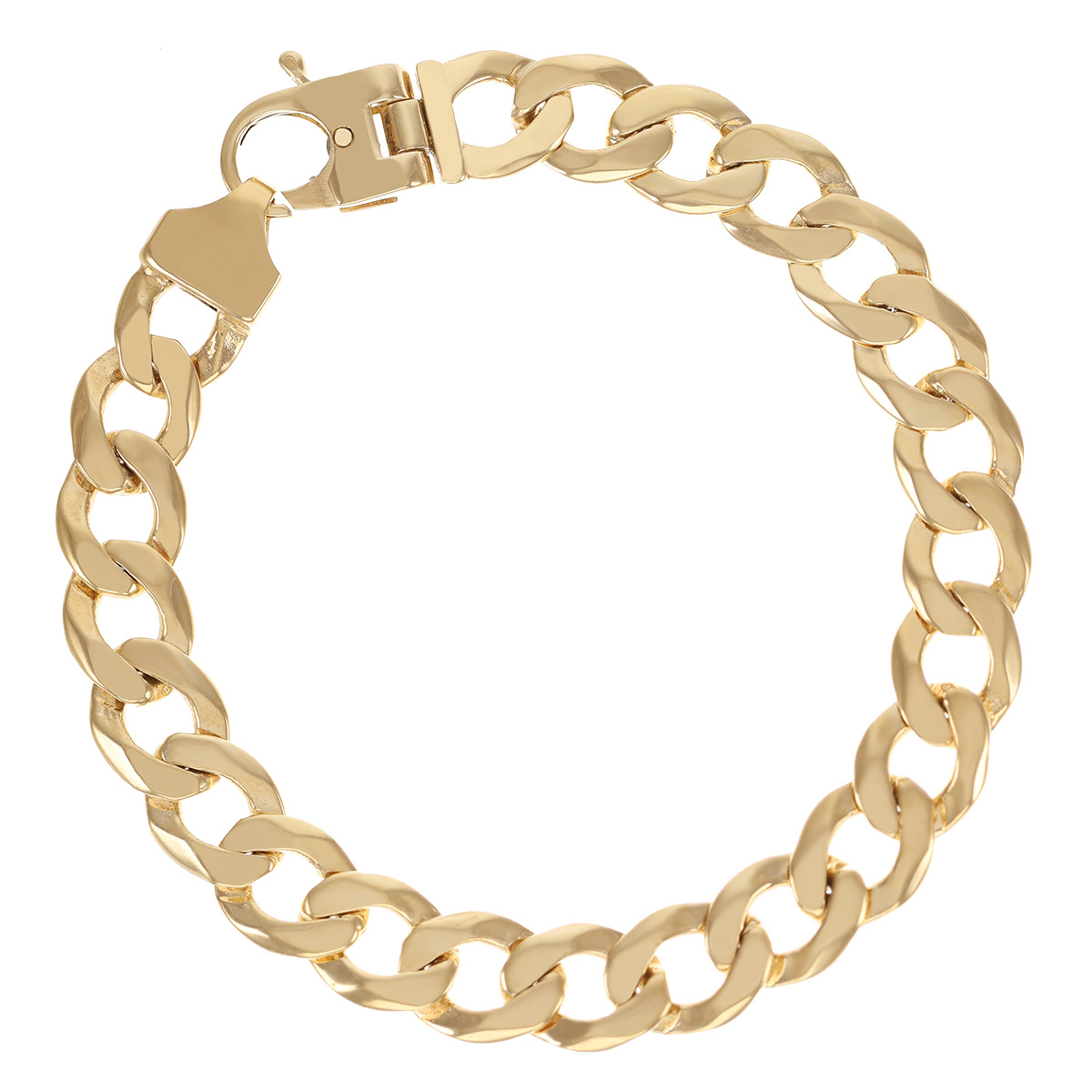 Product Image for 9ct Gold Solid Bevelled Edge Curb Bracelet - 10.5mm - 8.25" Gents