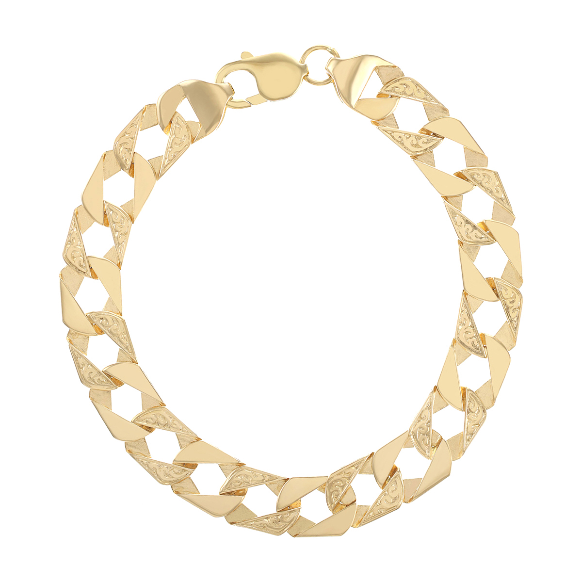 Product Image for 9ct Gold Solid Square Curb Bracelet - 10mm - 8.5" - Gents