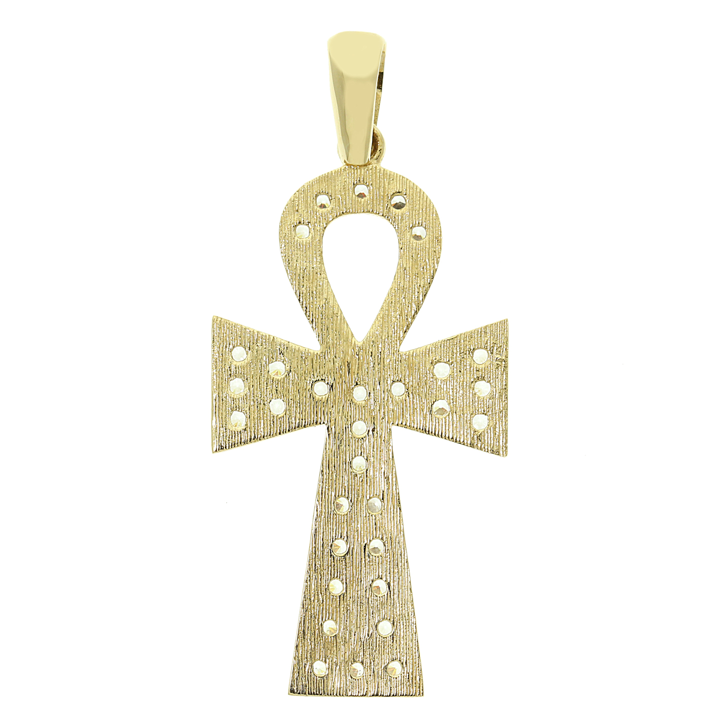 New 9ct Yellow Gold Large Gems Set Polished Ankh Cross Pendant Rrp Image Is Loading New 9ct Yellow Gold Large Gems Set Polished
