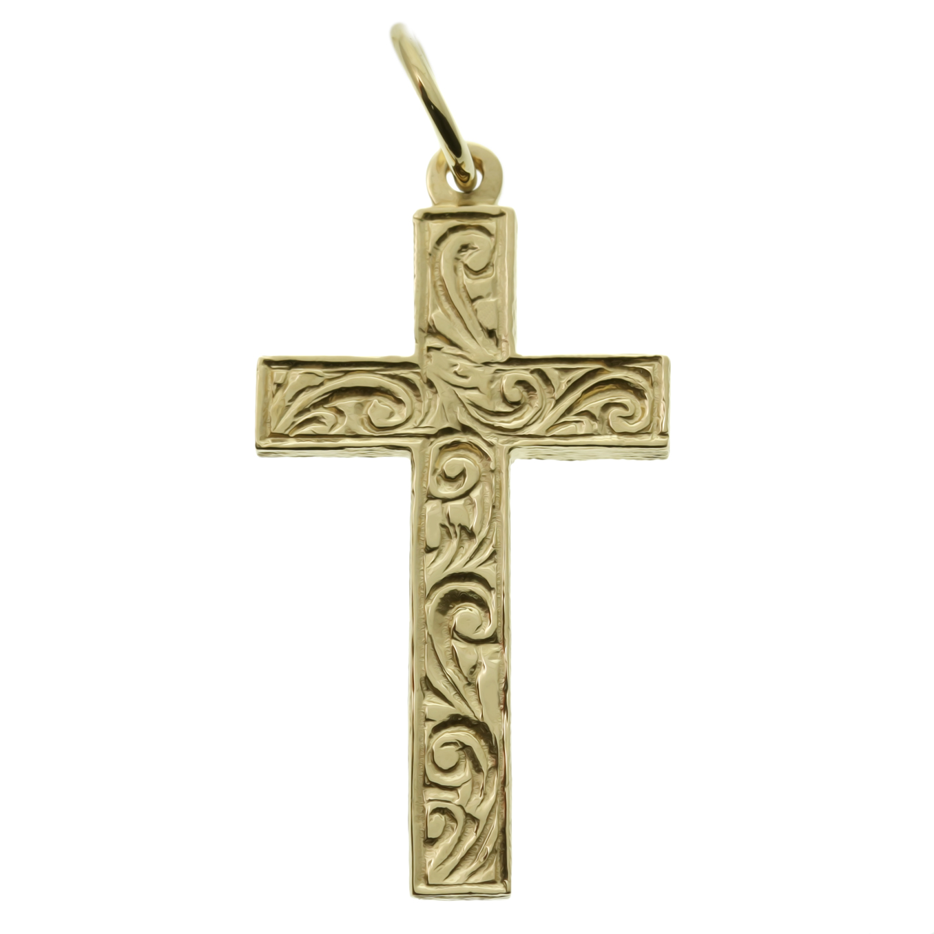 Product Image for 9ct Yellow Gold Ornate Patterned Solid Classic Cross Pendant