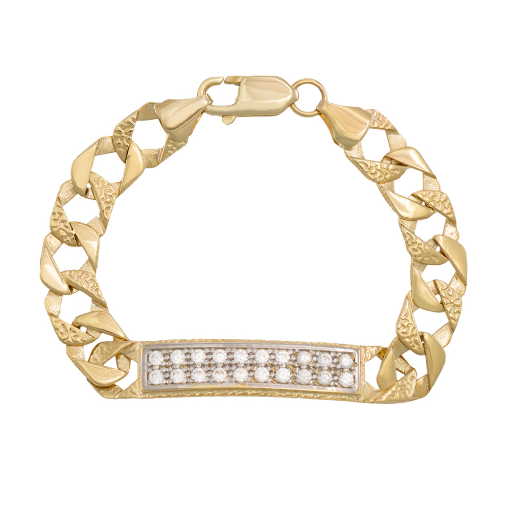 Product Image for 9ct Yellow Gold Solid Square Curb Gem-Set Bracelet  - 6" - Babies