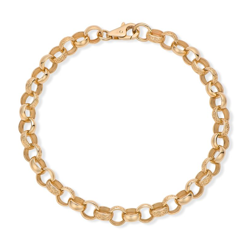 Product Image for 9ct Yellow Gold Solid Half Patterned Belcher Bracelet - 7.5mm - 8" (Ladies)