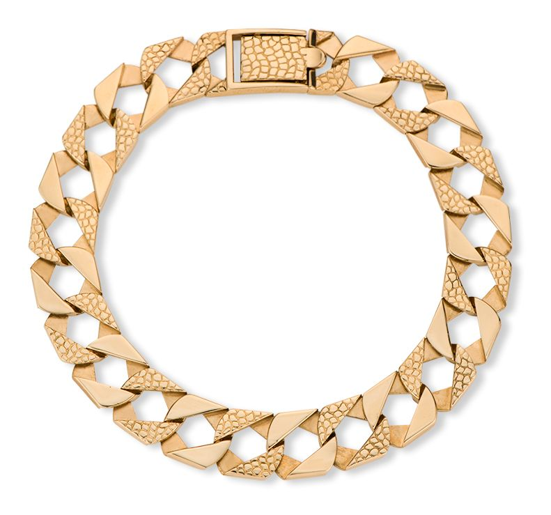 Product Image for 9ct Gold Solid Snake Pattern Square Curb Bracelet - 12mm - 9" - Gents - EX DISPLAY