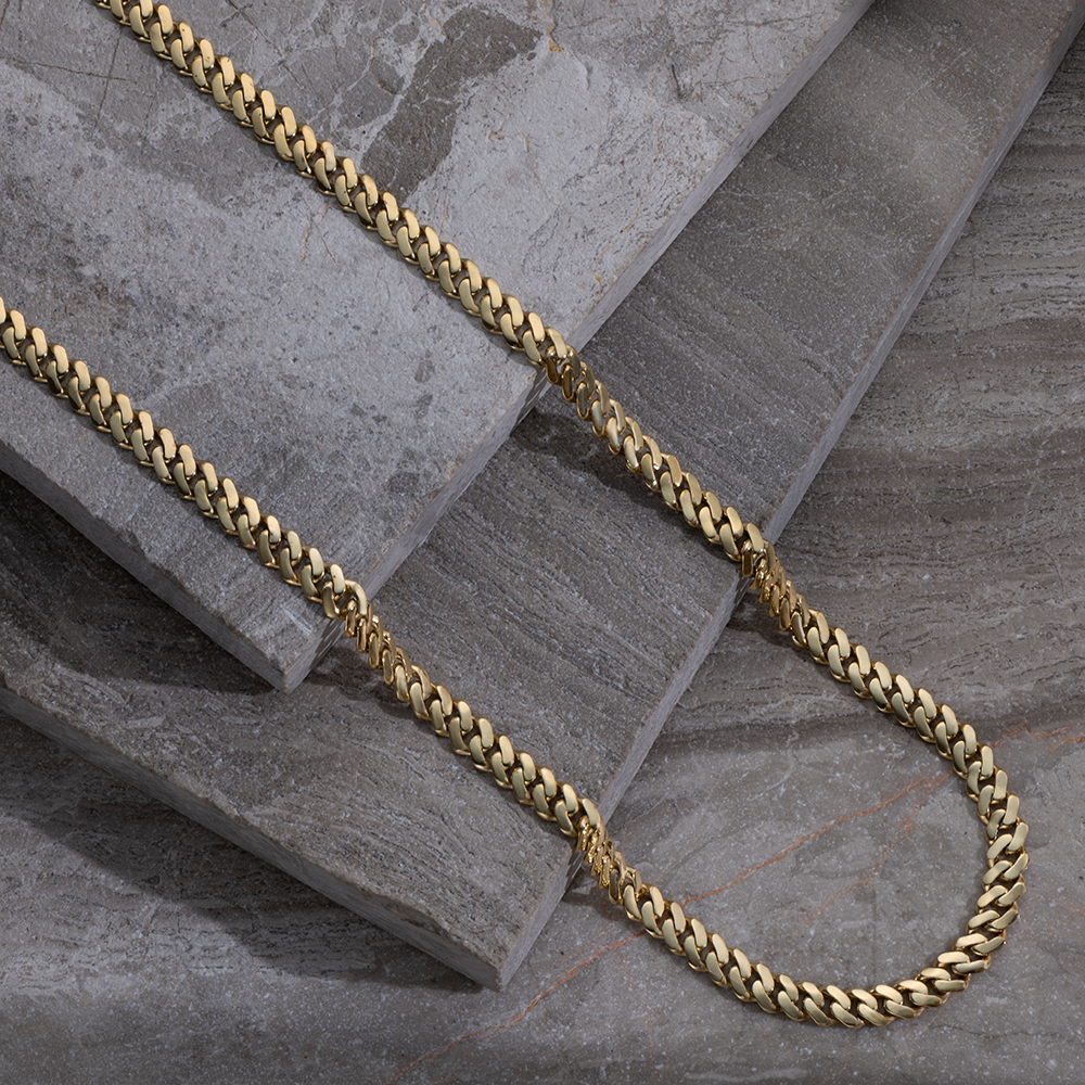 Product Image for 9ct Yellow Gold Solid Flat Cuban Chain - 7mm - 14"- Kids / Babies