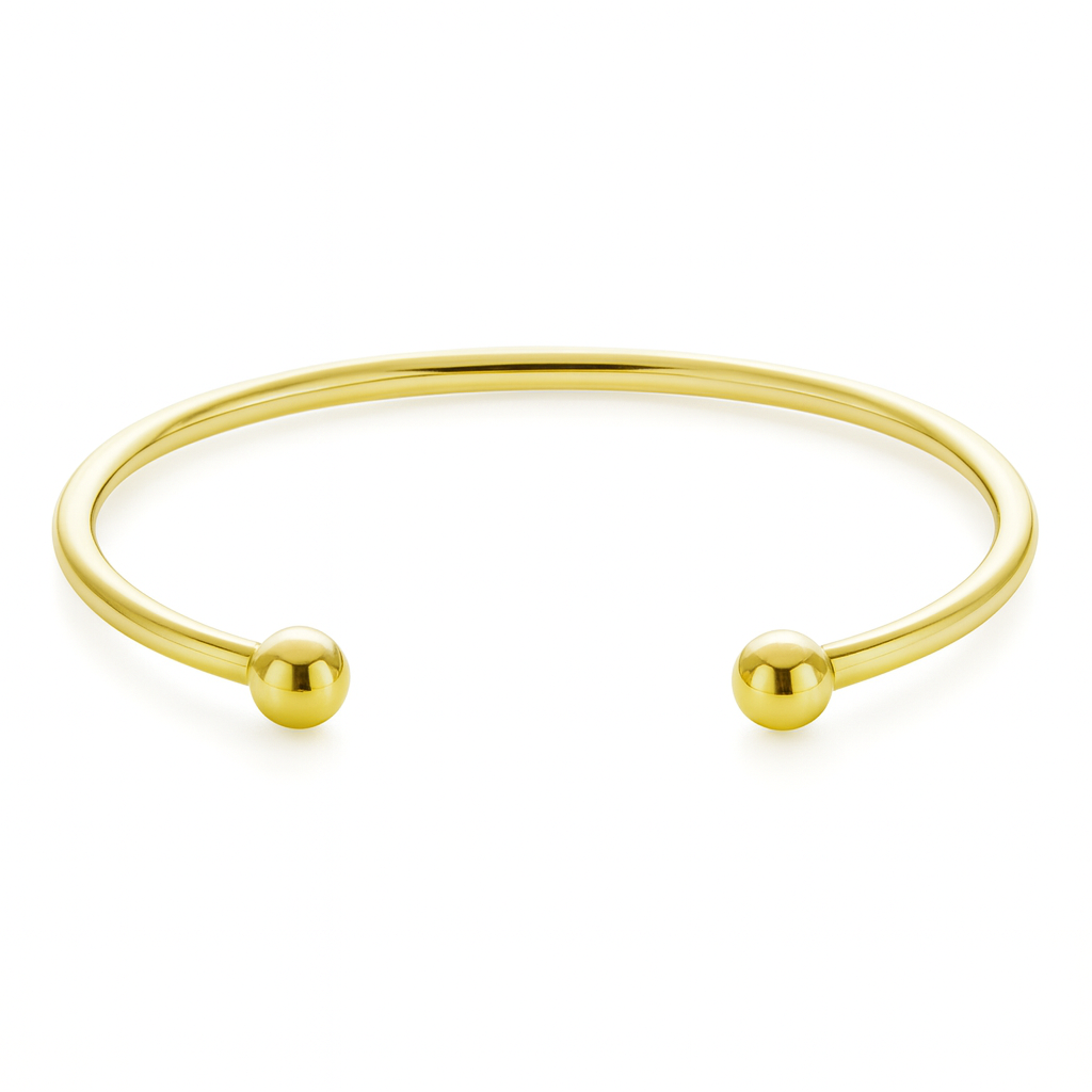 Product Image for 9 ct Yellow Gold Solid Torque Bangle - 5mm Balls - 6.5" - Ladies