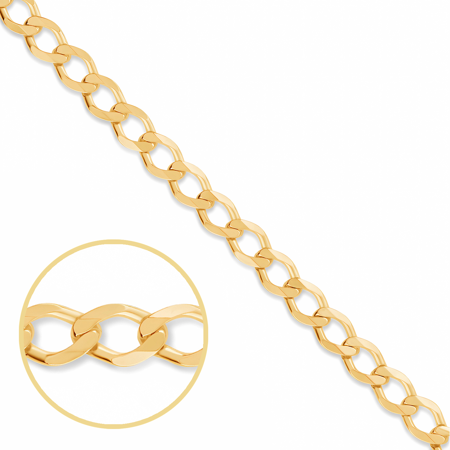 Product Image for 9ct Yellow Gold Solid Italian Made Curb Chain - 4.5mm