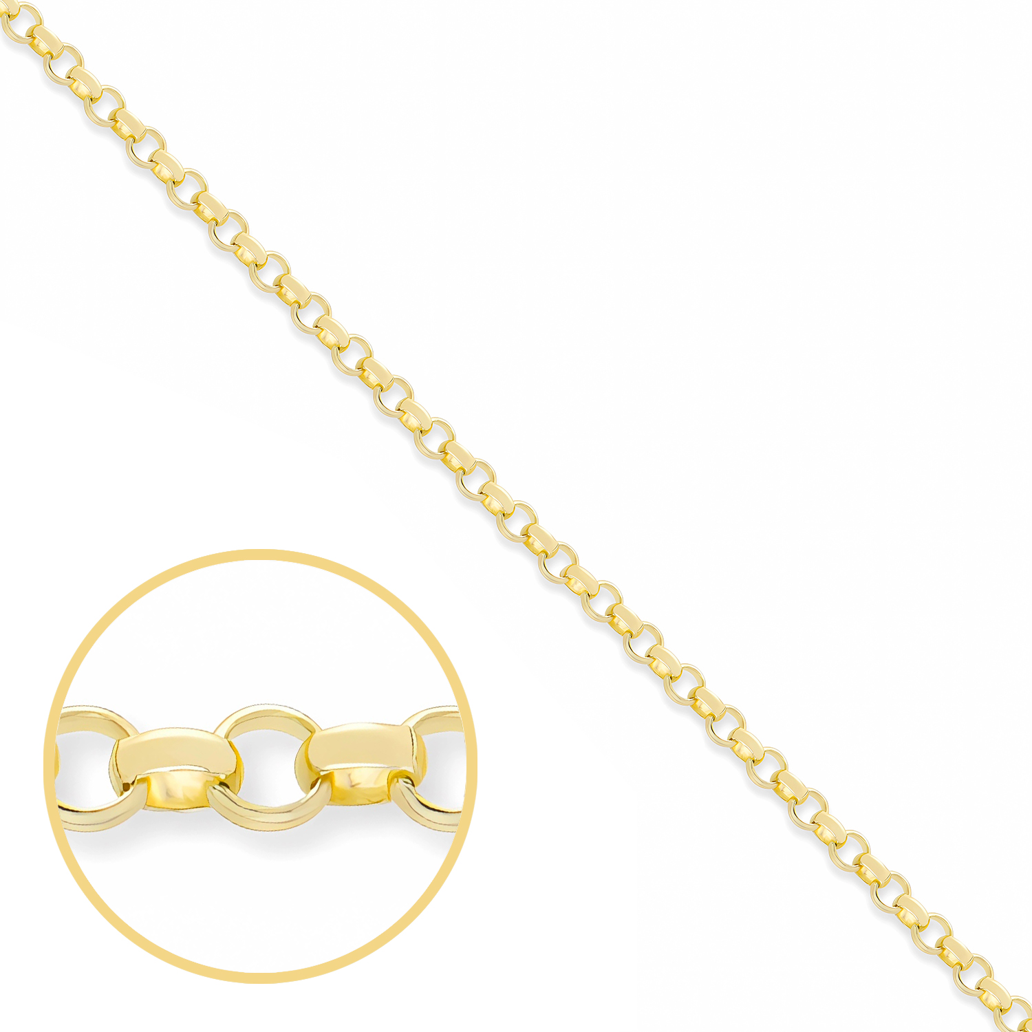 Product Image for 9ct Yellow Gold Solid Italian Made Round Belcher Chain - 3.5mm
