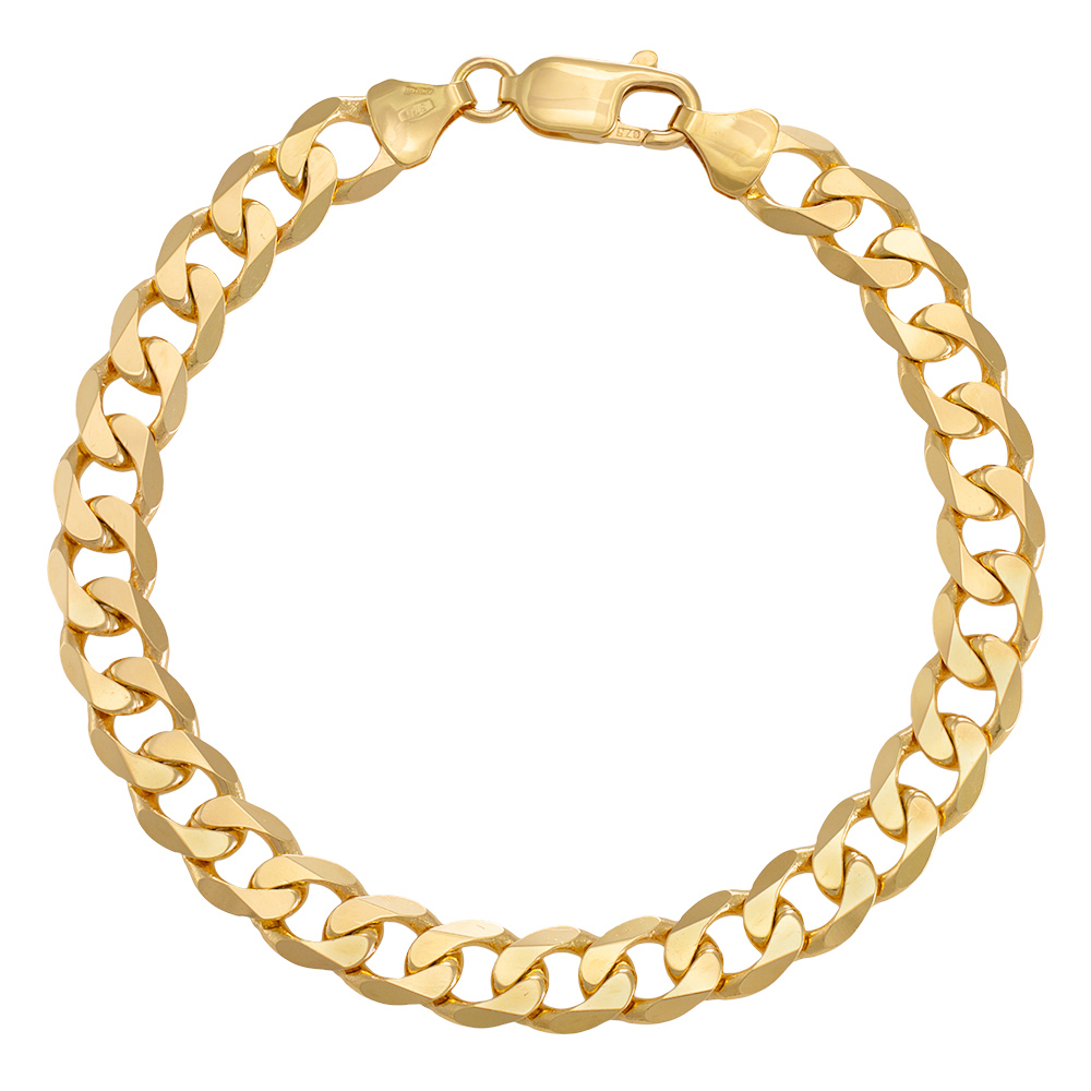 Product Image for 9ct Yellow Gold Classic Italian Curb Bracelet - 8.5mm - 8" - Gents
