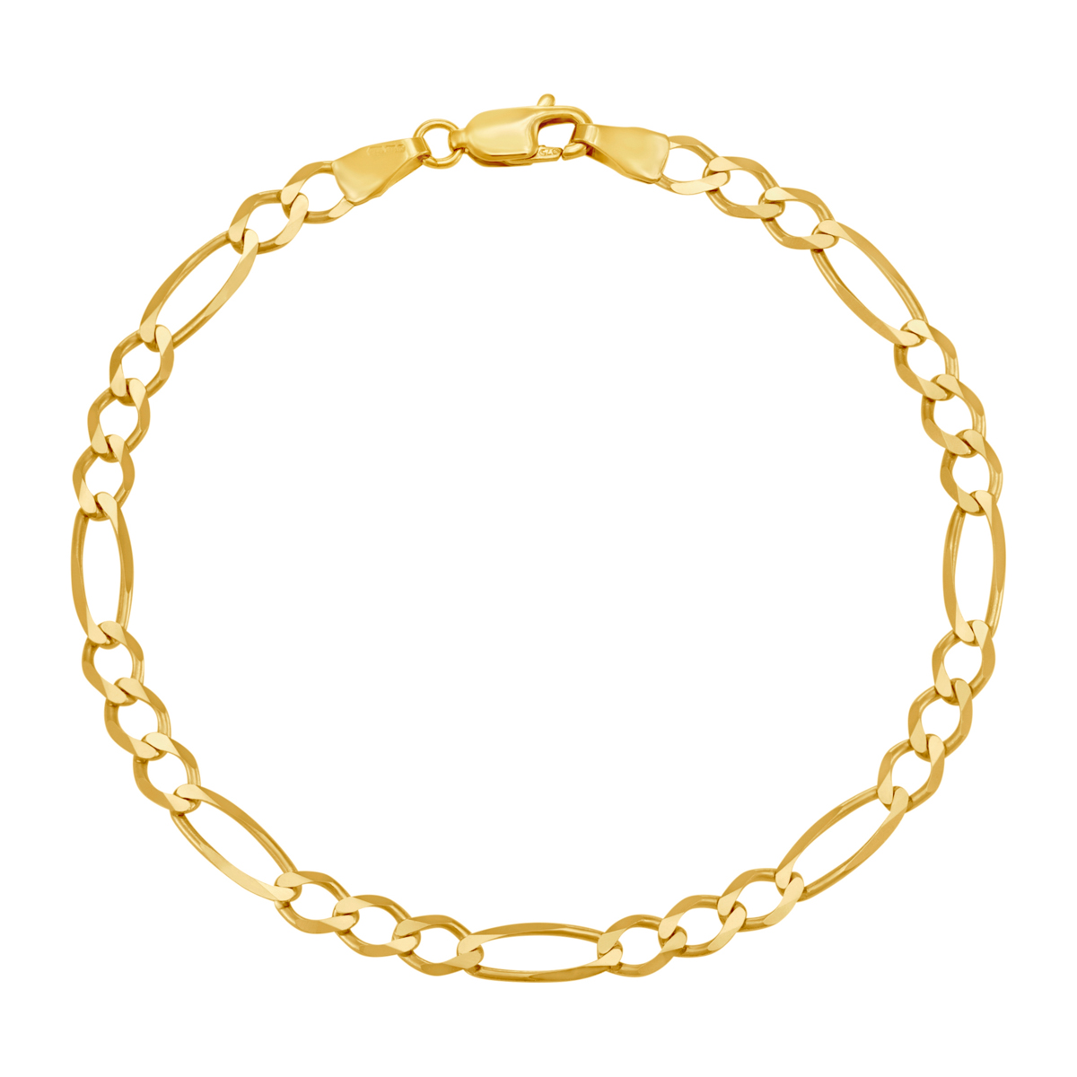 Product Image for 9ct Yellow Gold Solid Italian Figaro Bracelet- 4.35mm- 7" -Ladies