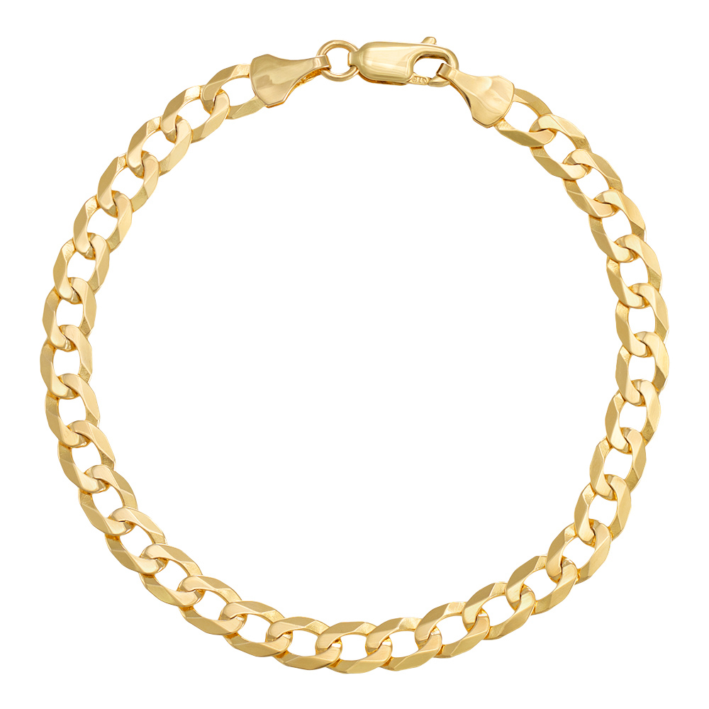 Product Image for 9ct Yellow Gold Italian Flat Curb bracelet - 5.5mm - 8" - Gents