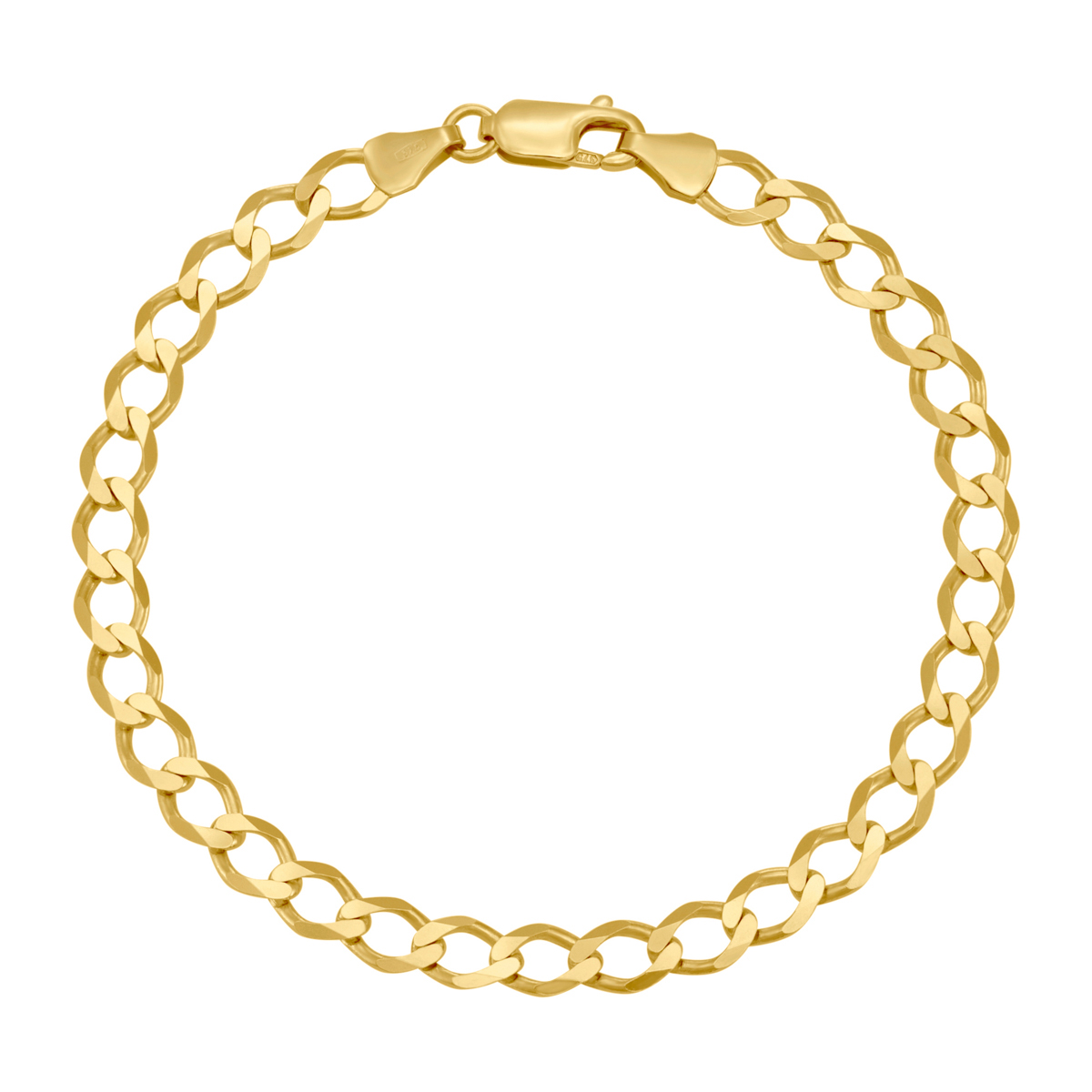 Product Image for 9ct Yellow Gold Classic Italian Curb Bracelet - 5.5mm - 6" - Babies