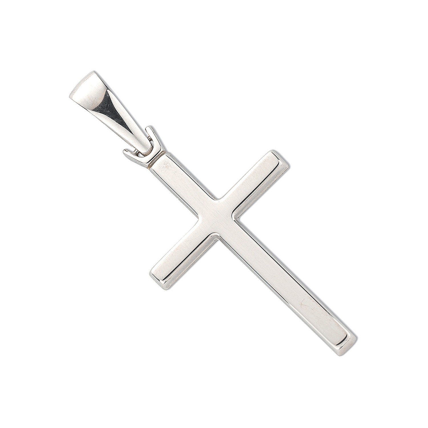 Product Image for 9ct White Gold Large Polished Square Tubed Cross Pendant - 41mm