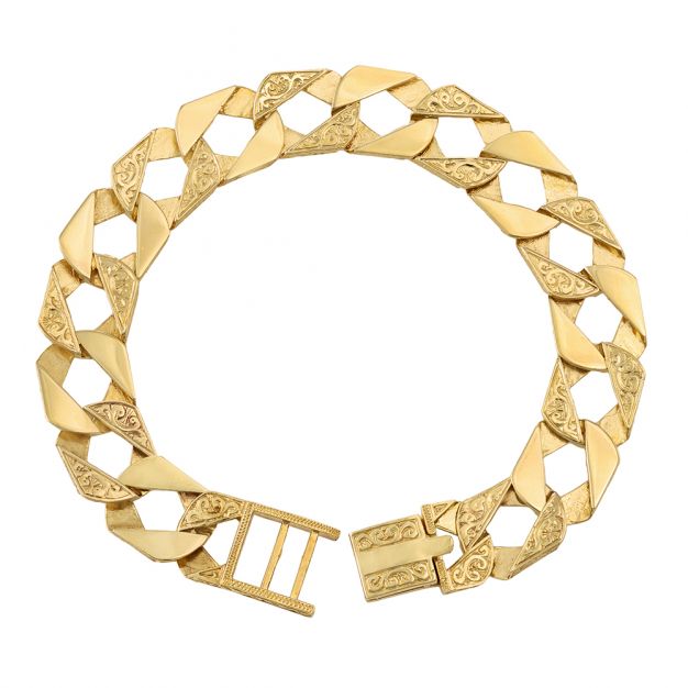9ct Yellow Gold 7.5 Inch Heart Link Belcher Bracelet