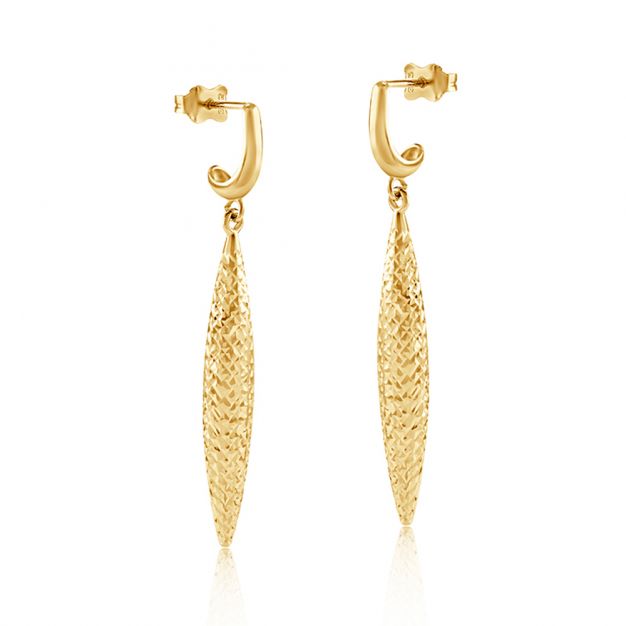 9ct Gold Diamond Oval Link Drop Earrings  16mm drop  D54122  Chapelle  Jewellers