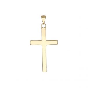 9ct Gold Solid Square Classic Polished Cross Pendant - Size 1