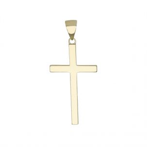 Solid 9ct Gold Square Classic Polished Cross Pendant - Size 3