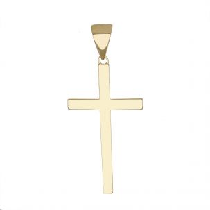 9ct Yellow Gold Solid Classic Polished Cross Pendant - Size 4