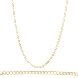SOLID 9ct Yellow Gold Italian Bevelled Edge Curb Chain - 3 mm - 24"