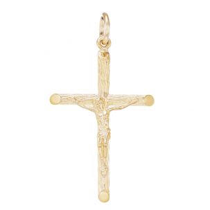 Solid 9ct Yellow Gold Textured Design Crucifix Cross Pendant 54mm