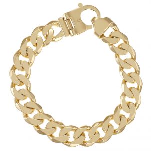 9ct Gold Solid Bevelled Edge Curb Bracelet -12.5mm - 8.5" - Gents