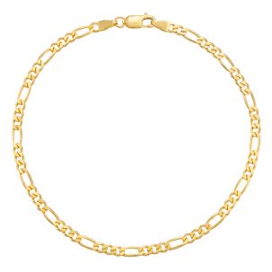 9ct Yellow Gold Italian Figaro Design Anklet - 3.75mm - 10"