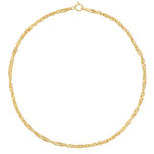 9ct Yellow Gold Singapore Link Design Anklet - 2.25mm - 10" 