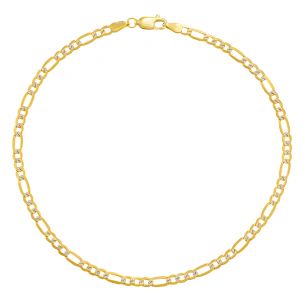 9ct Yellow & White Gold Figaro Design Anklet - 3.5mm - 10"