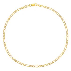 9ct Yellow & White Gold Figaro Design Anklet - 2.5mm - 10"