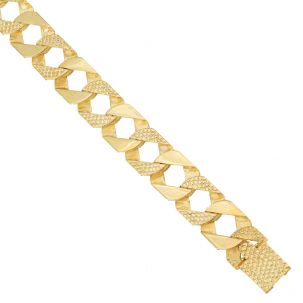 9ct Gold Solid Heavy Patterned Square Curb Chain - 15mm -  26" 