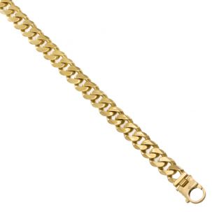 9ct Yellow Gold Solid Heavy Bevelled Edge Curb Chain - 11mm - 24"