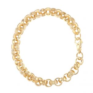 9ct Gold Tight Link Ornate Belcher Bracelet - 9mm - 9" - Gents