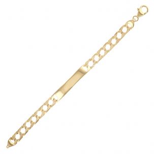 9ct Gold Solid Patterned ID Curb Link Bracelet 7mm - 8.5" - Gents