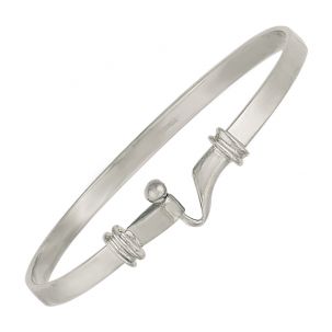 9ct White Gold Classic Solid Hook Bangle - 5mm - Ladies