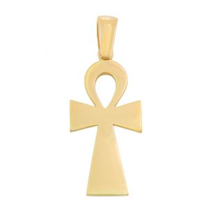 9ct Yellow Gold Polished Solid Classic Ankh Cross Pendant - 50mm