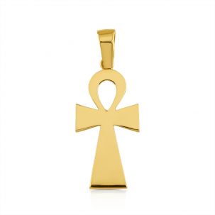 9ct Yellow Gold Polished Solid Classic Ankh Cross Pendant - 50mm