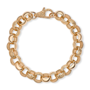 9ct Yellow Gold Solid Ornate Half Patterned Belcher Bracelet - 12.5mm - 9.5" - (GENTS)