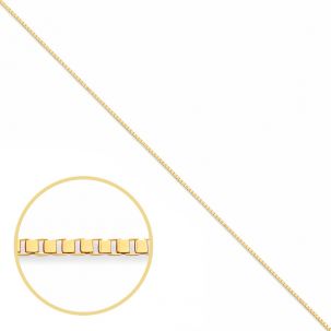 9ct Yellow Gold Solid Fine Box Chain - 1.25mm 