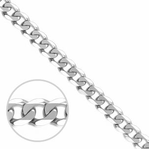 9ct White Gold Solid Italian Made Bevelled Curb Chain - 5.75mm