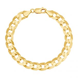 9ct Yellow Gold Bevelled Edge Curb Bracelet - 10mm - 8" - Gents