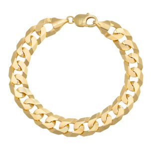 9ct Yellow Gold Italian Flat Curb bracelet - 12mm - 8" - Gents